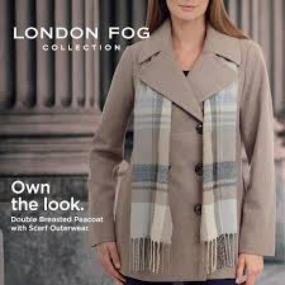 London Fog Jackets & Blazers - NWT - London Fog Woll Blend Double Breasted Peacoat With Scarf